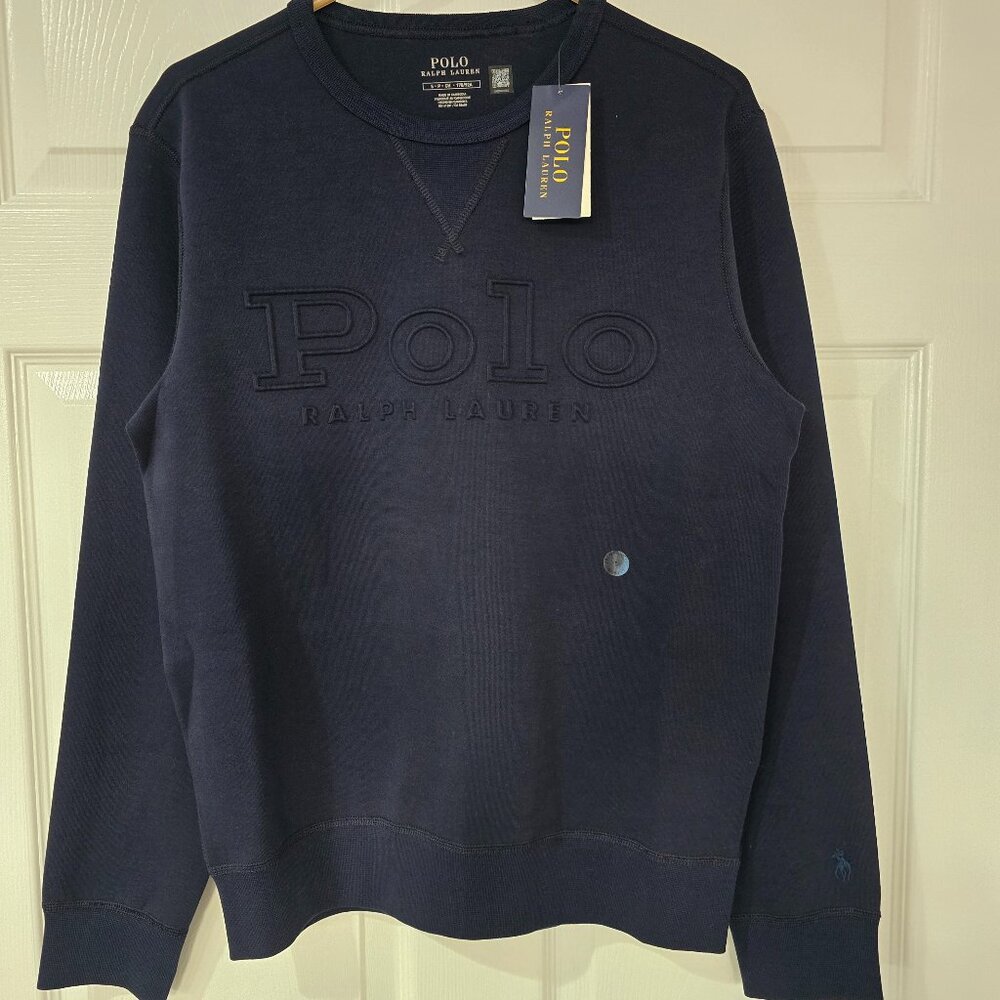 Polo Ralph Lauren Men's Embossed Logo Crew Neck Sweatshirt Navy Size Small NWT